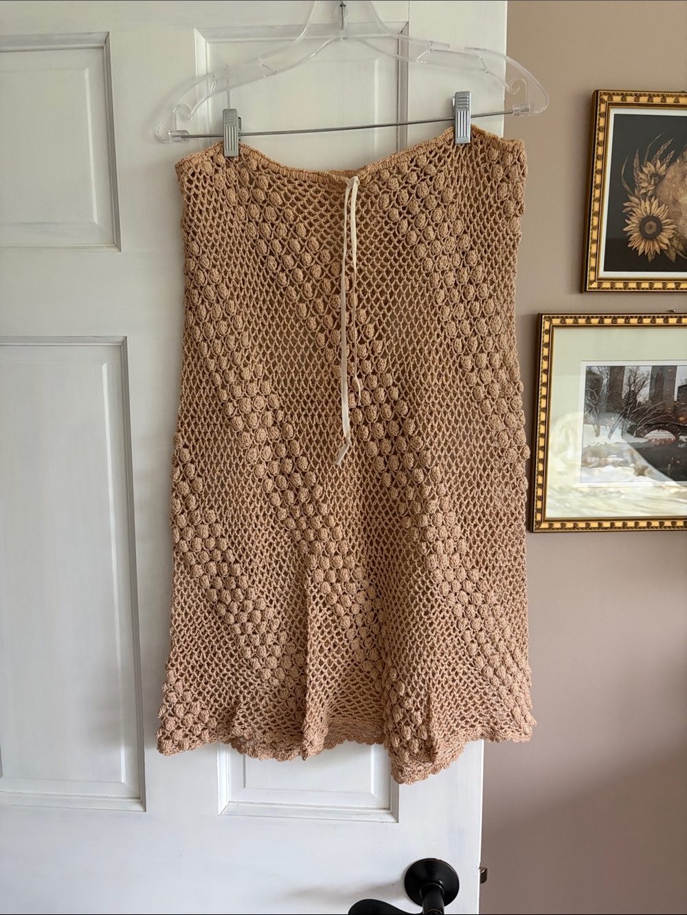 Vintage 70’s Handmade Crochet Knit Skirt in Camel